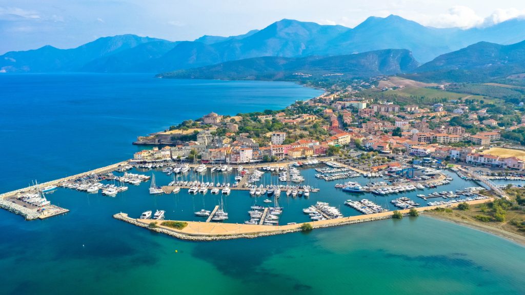 Aerial,View,Of,The,Village,Of,Saint,Florent,,Corsica.,Harbor